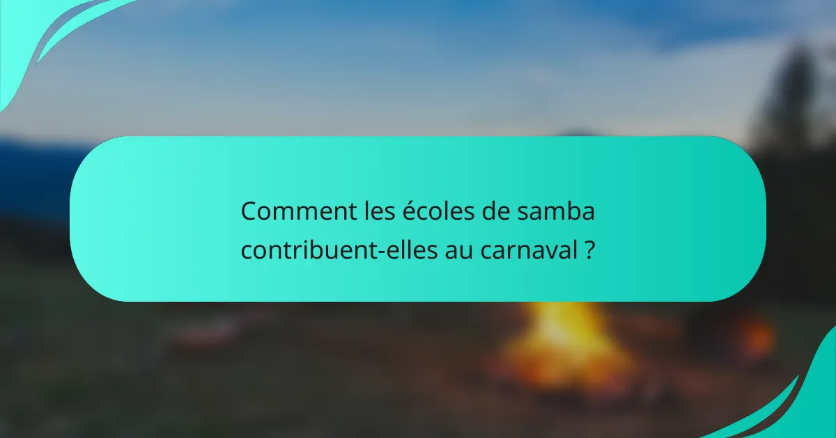 Comment les écoles de samba contribuent-elles au carnaval ?