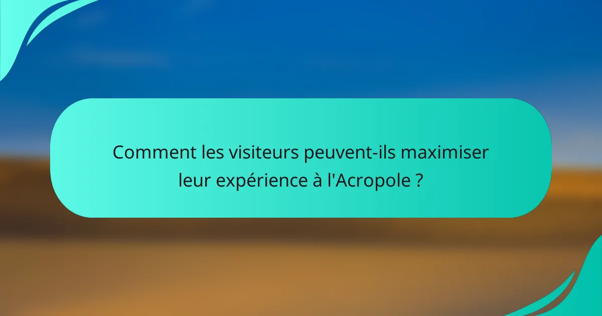 Comment les visiteurs peuvent-ils maximiser leur expérience à l'Acropole ?