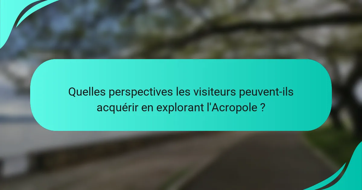 Quelles perspectives les visiteurs peuvent-ils acquérir en explorant l'Acropole ?