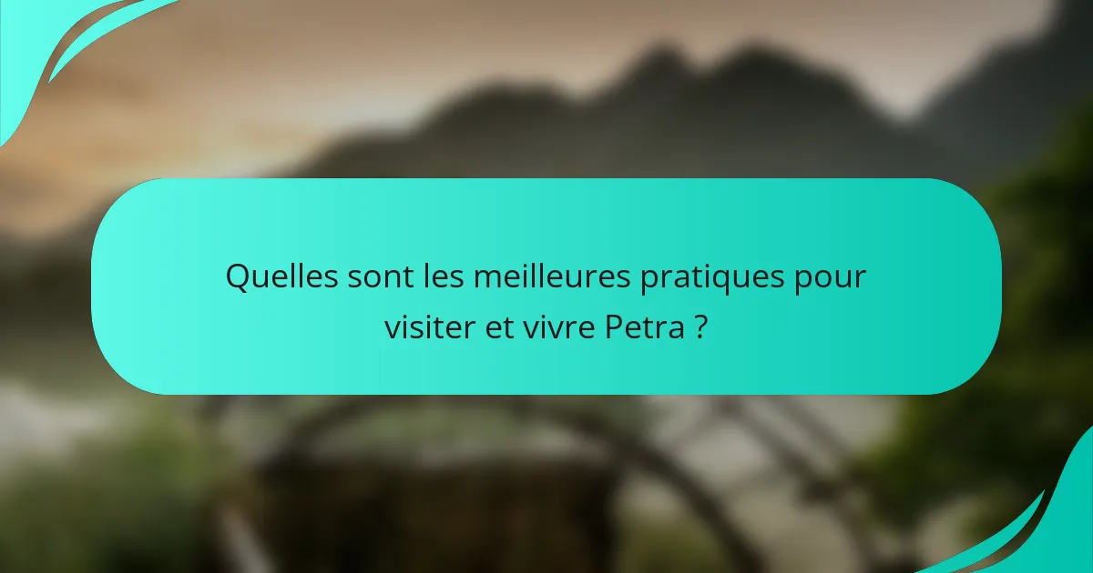 Quelles sont les meilleures pratiques pour visiter et vivre Petra ?
