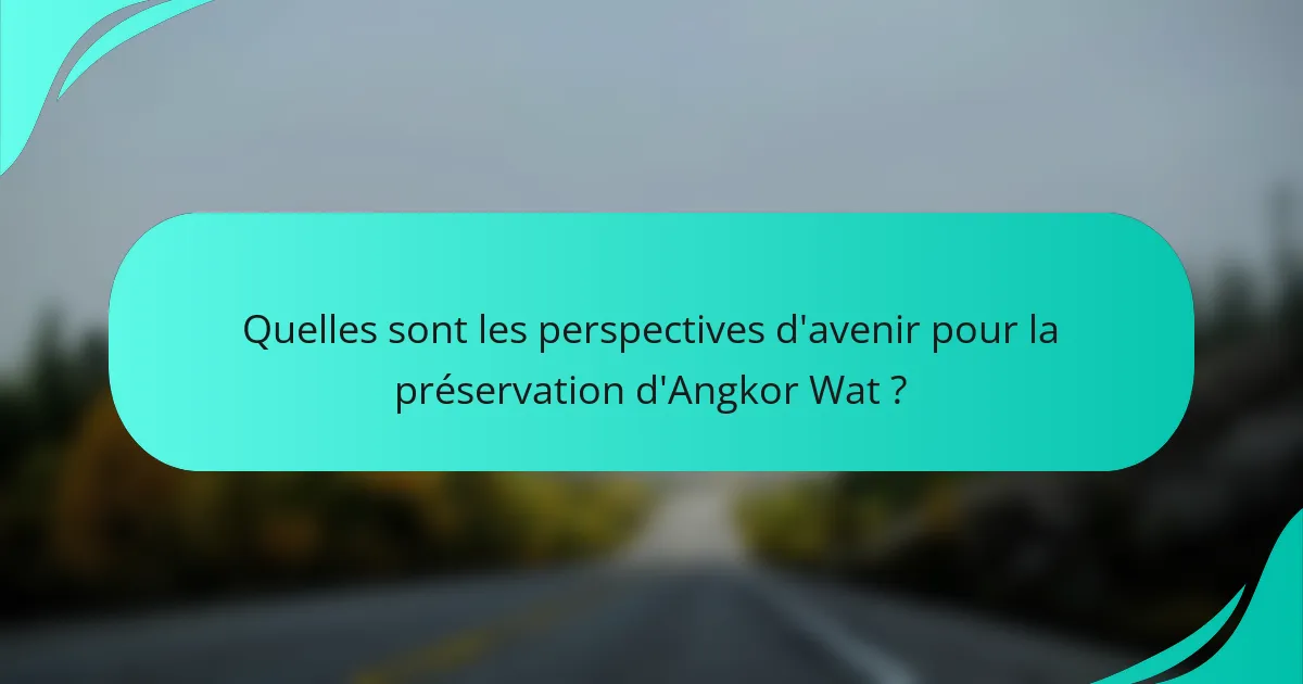 Quelles sont les perspectives d'avenir pour la préservation d'Angkor Wat ?