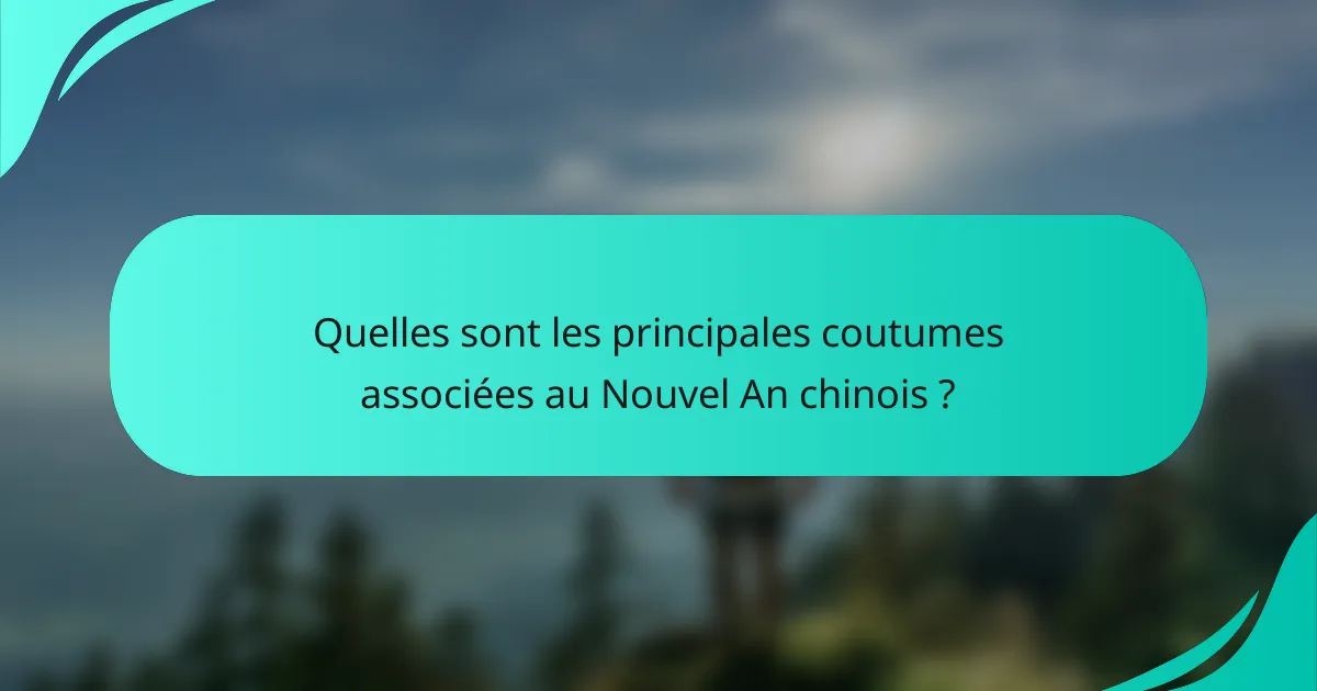 Quelles sont les principales coutumes associées au Nouvel An chinois ?