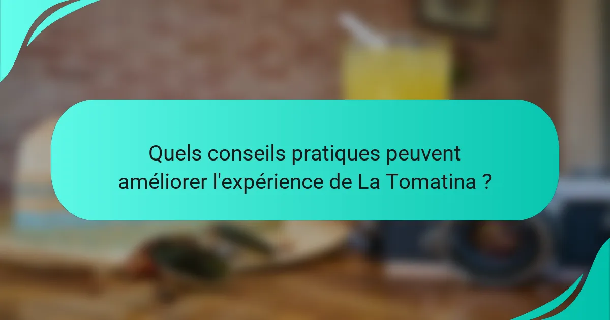 Quels conseils pratiques peuvent améliorer l'expérience de La Tomatina ?